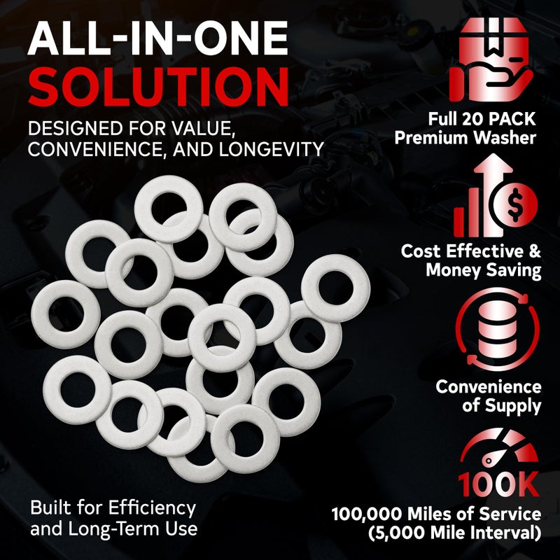 VOTEX - Made in USA - M12 12MM Oil Drain Plug Crush Washer Gasket Seal Ring - Oil/Coolant - Aluminum - 20 Pack - ACWM12 - Image 5